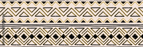 Seamless pattern, ethnic background, geometric ornament, vector design, border	
