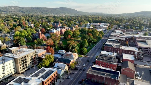 aerial pullout high over st albans vermont photo