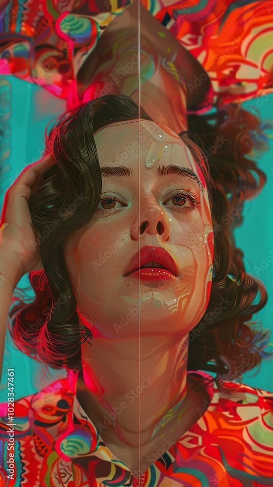 Surreal Portrait of a Woman with Abstract Reflections Surreal Portrait of a Woman with Abstract Reflections
