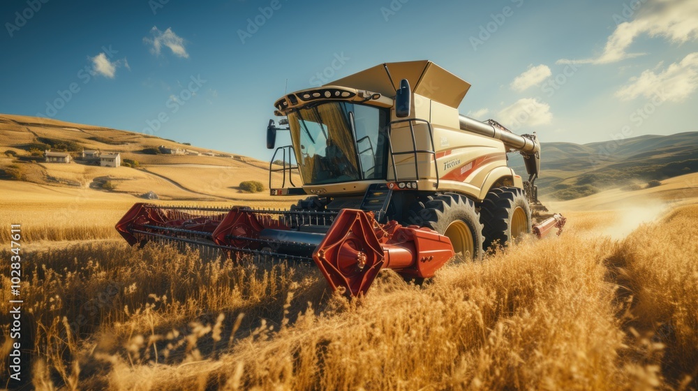 Fototapeta premium Combine Harvester in a Field