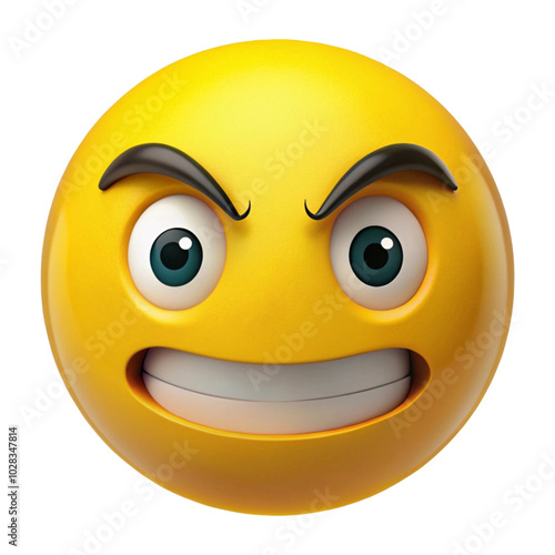 Determined Emoji with Clenched Teeth and Focused Eyes Isolated on Transparent Background