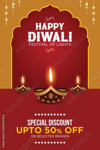 Happy Diwali Advertisement, Banner, Poster, Design vector template, Creative flyer concept, Graphic design element