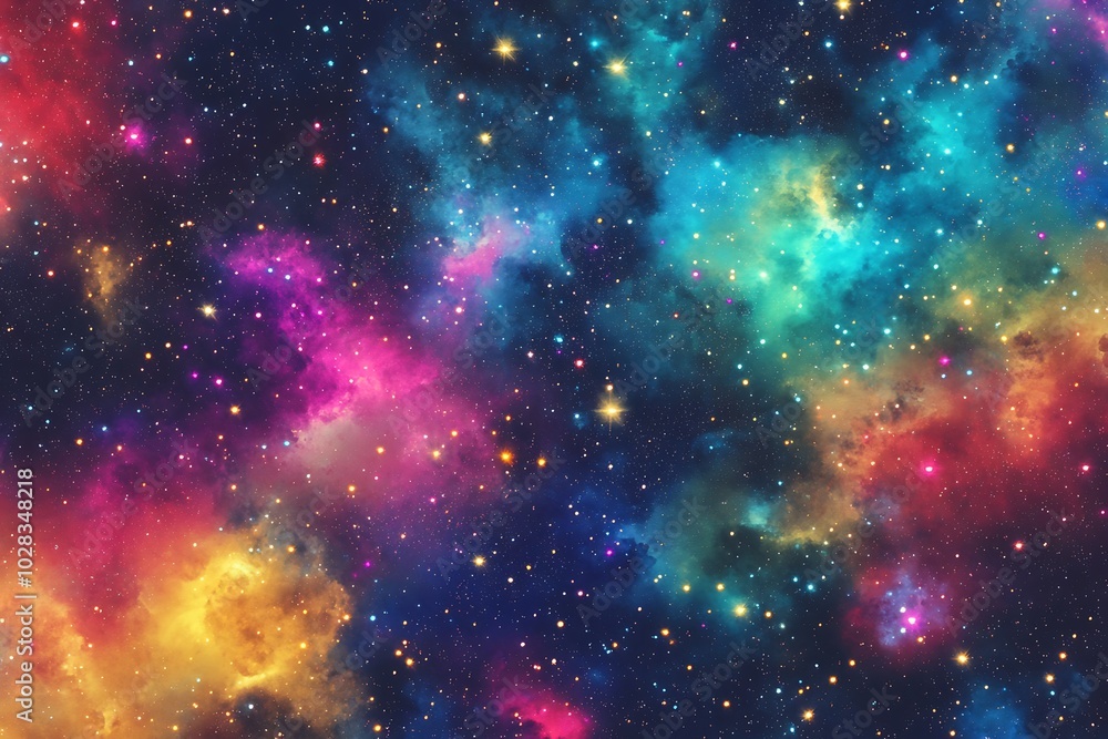 Fototapeta premium Abstract Cosmic Nebula Background with Stars and Galaxies.