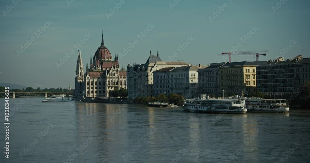 Budapest Parliament and riverside buildings along the Danube River during the 2024 flood Budapest Parliament and riverside buildings along the Danube River during the 2024 flood