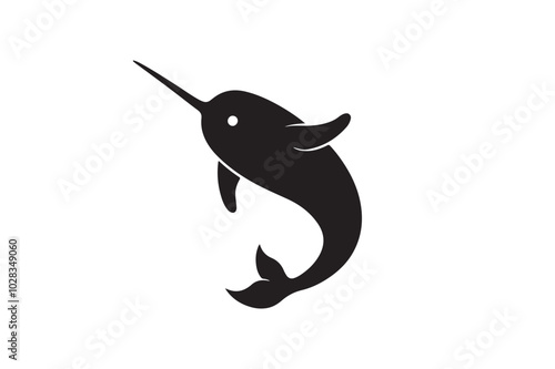 Narwhal Silhouette Vector Illustration – Perfect for T-Shirts, Hoodies & Print Designs