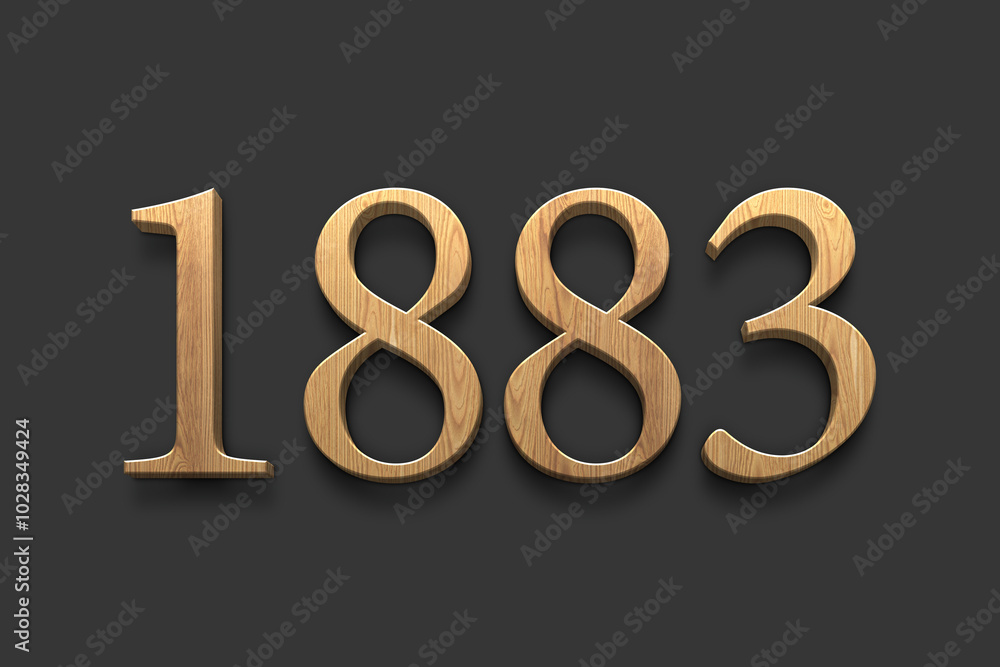 3D wooden logo of number 1883 on dark grey background. 3D wooden logo of number 1883 on dark grey background.