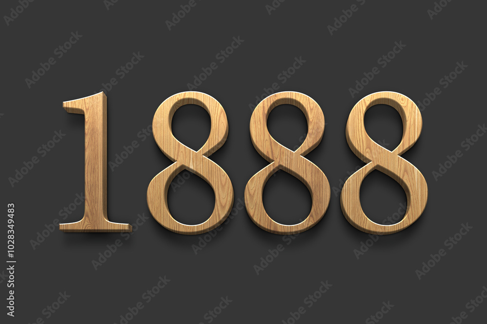 3D wooden logo of number 1888 on dark grey background. 3D wooden logo of number 1888 on dark grey background.