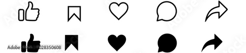 Like, love, comment icon buttons and Thumbs up and heart flat icon in modern circle shapes , Social media notification icons. emoji post reactions set. Vector illustration
