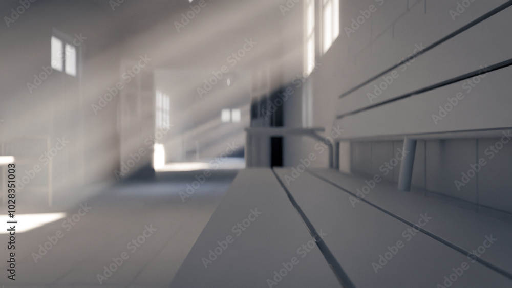 Old Hospital Hallway premium photo 3d render Old Hospital Hallway premium photo 3d render