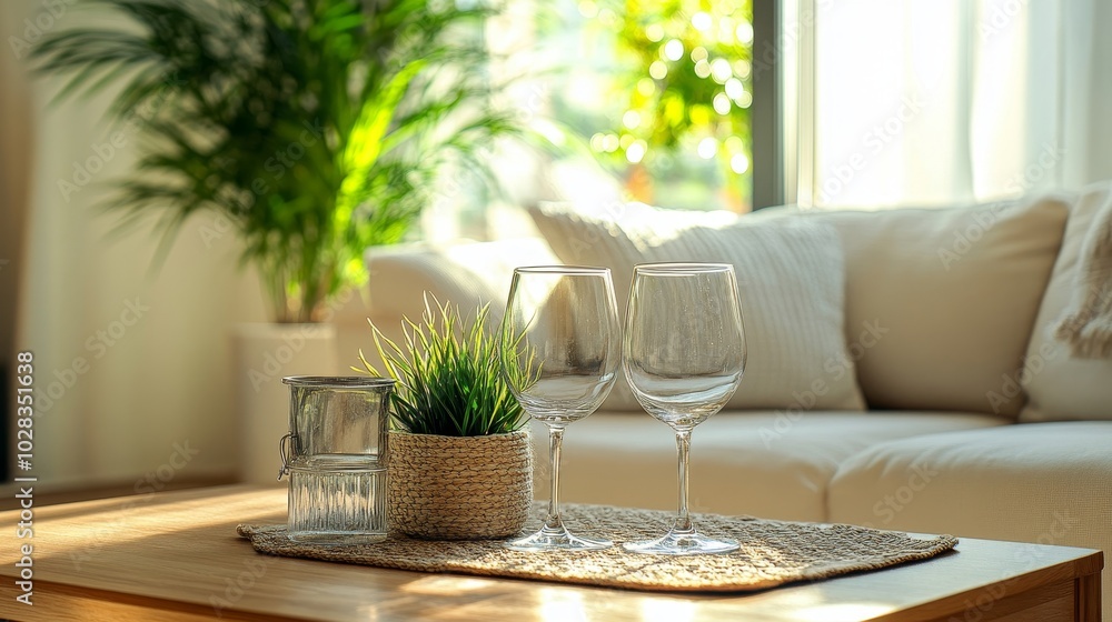 Packing Glasses At Home Apartment Room, Generative AI Packing Glasses At Home Apartment Room, Generative AI