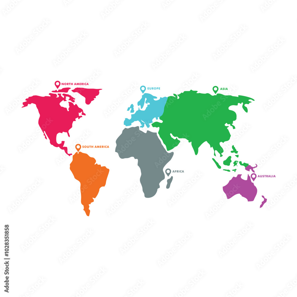 Obraz premium simple color world map