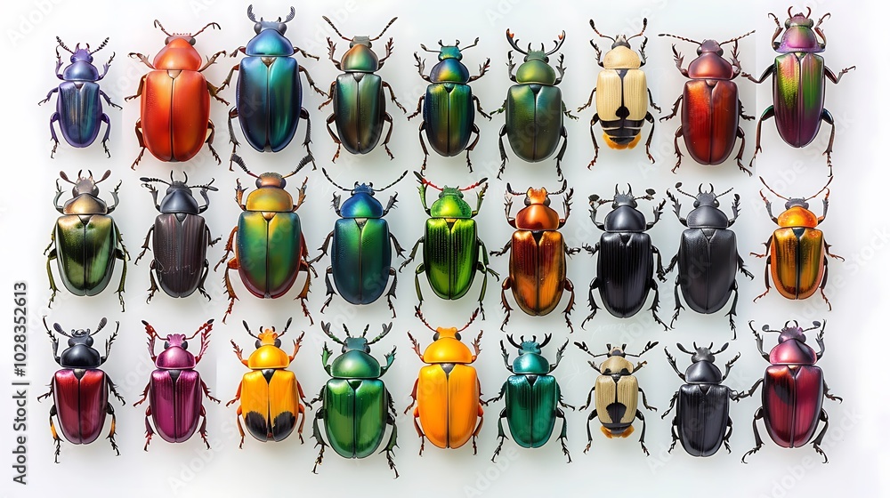 Obraz premium Collection of Colorful Beetles, Insects, Arthropods