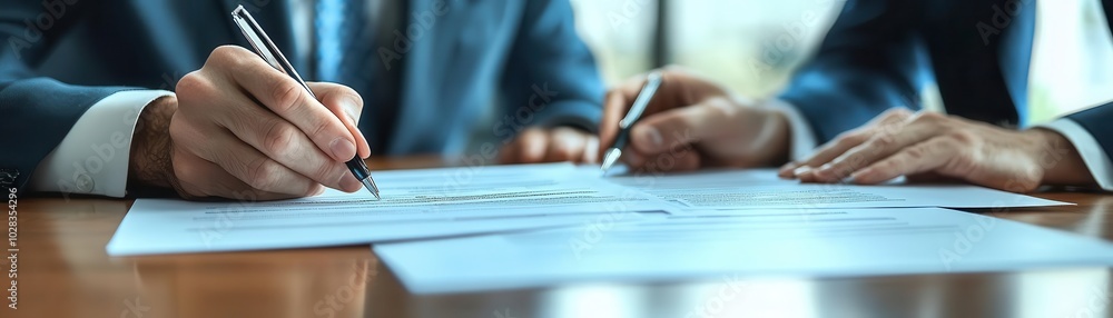 Lawyers and executives signing merger contracts in a modern office, bright natural light, ultrarealistic detail of formal attire and legal documentation Lawyers and executives signing merger contracts in a modern office, bright natural light, ultrarealistic detail of formal attire and legal documentation