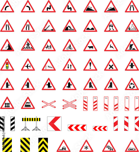 Turkey Highway Standard Traffic Signs, Warning Signs (Turkish: Karayollari Standart Trafik Isaret Levhalari, Tehlike Uyari Isaretleri) 