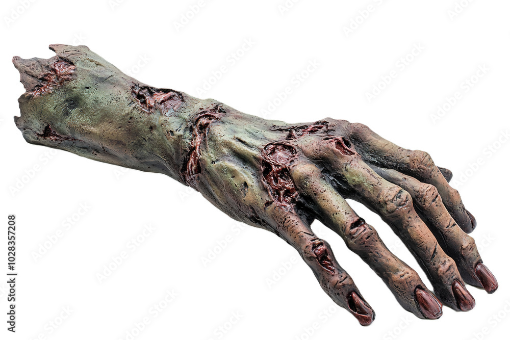 Creepy Realistic Zombie Hand Prop with Decayed Skin and Outstretched Fingers on isolated transparent Background, clip art PNG Creepy Realistic Zombie Hand Prop with Decayed Skin and Outstretched Fingers on isolated transparent Background, clip art PNG