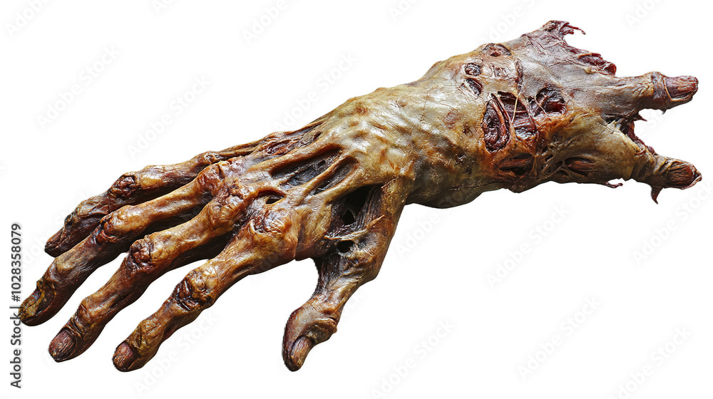 Creepy Realistic Zombie Hand Prop with Decayed Skin and Outstretched Fingers on isolated transparent Background, clip art PNG Creepy Realistic Zombie Hand Prop with Decayed Skin and Outstretched Fingers on isolated transparent Background, clip art PNG