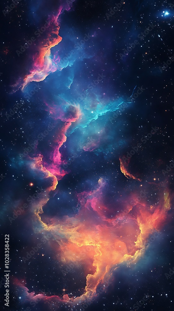 Obraz premium Cosmic Cloudscape - A Vibrant Nebula in the Vast Universe.