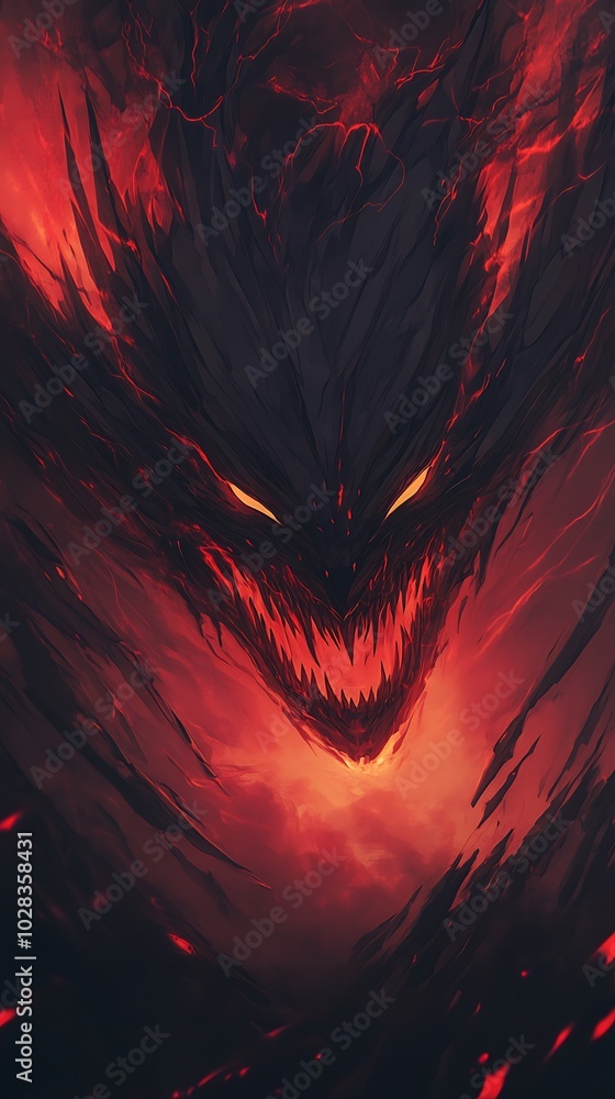 Fototapeta premium Abstract Monster in a Red and Black Sky.