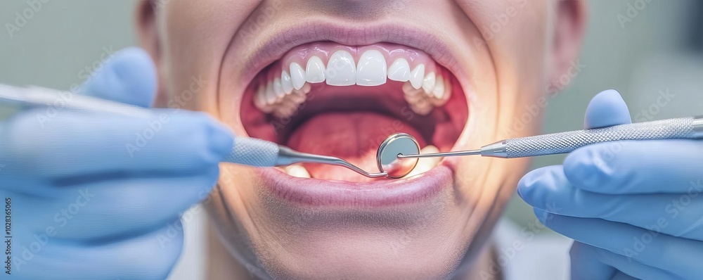 Patient under anesthesia, dentist prepares for filling, medical instruments ready Patient under anesthesia, dentist prepares for filling, medical instruments ready