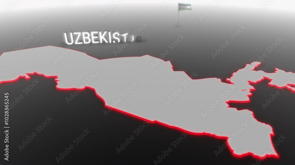 3d animated map of Uzbekistan gets hit and fractured by the text “Climate Crisis” 3d animated map of Uzbekistan gets hit and fractured by the text “Climate Crisis”