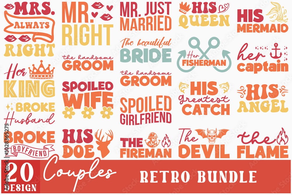 Couples Retro Bundle svg t shirt design Couples Retro Bundle svg t shirt design