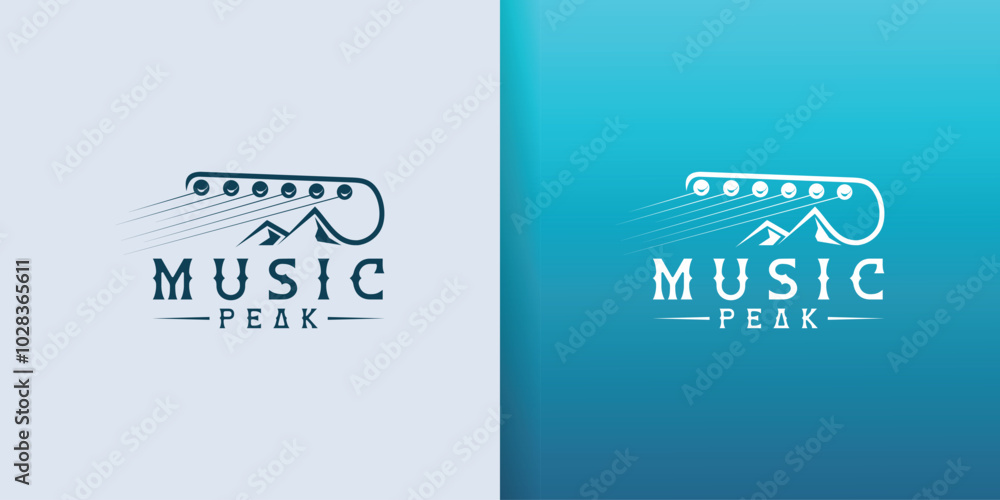 Music Festival Guitar vector Logo Design with Mountain Music Festival Guitar vector Logo Design with Mountain