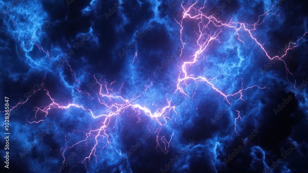Obraz premium A dramatic depiction of lightning illuminating a dark, stormy sky.