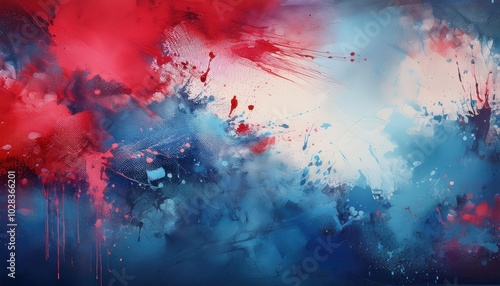 Explosive Red and Blue Abstract Art. Bold Expression of Fluid Motion, Dynamic Energy, and Colorful Contrast, Perfect for Conveying Creative Tension, Passion, and Movement in Modern Design