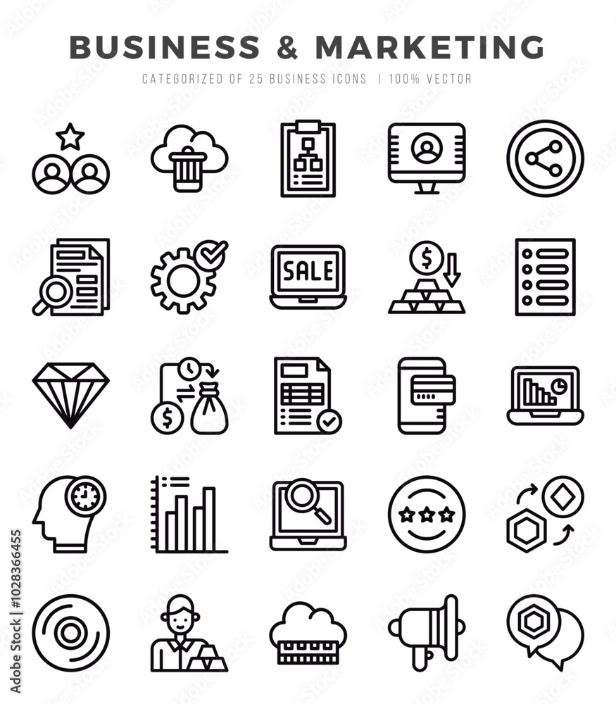 Business & Marketing Lineal icons collection. 25 icon set. Vector illustration. Business & Marketing Lineal icons collection. 25 icon set. Vector illustration.