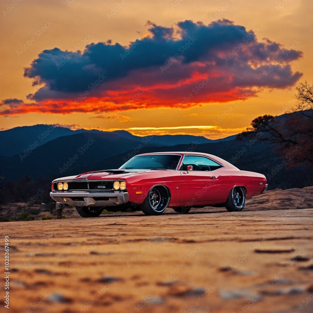 Obraz premium Muscle car, AI generated