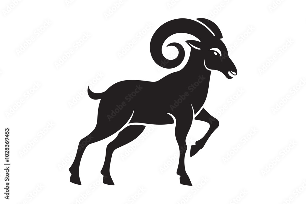 Mountain Bighorn Sheep Silhouette Vector Mountain Bighorn Sheep Silhouette Vector