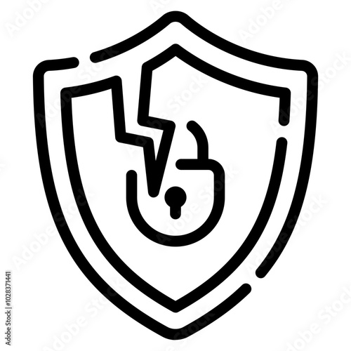 Security Shield with Broken Lock Icon Design