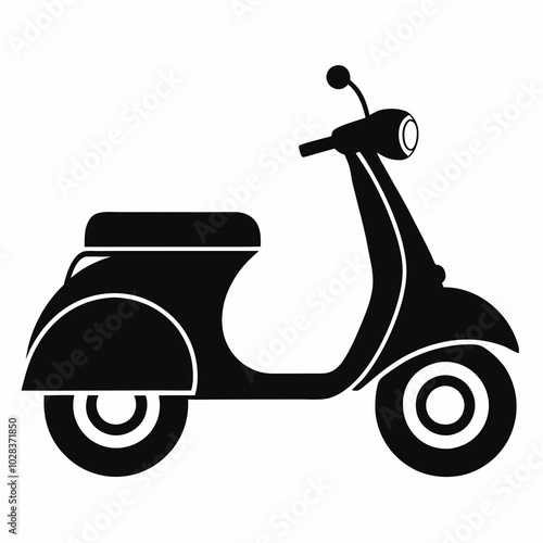 Scooter Silhouette Vector Icon Simple and Modern Design	