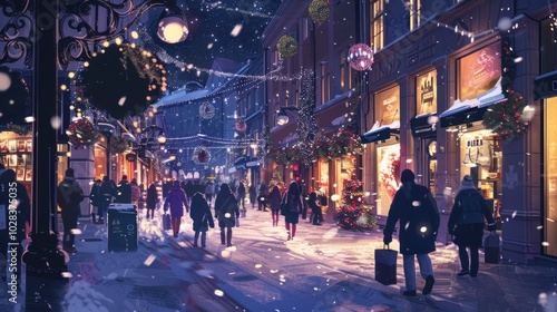 Festive Shopping Street in Majorna at Christmas