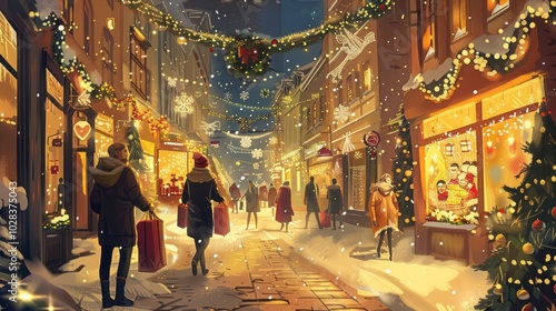 Festive Shopping Street in Majorna at Christmas