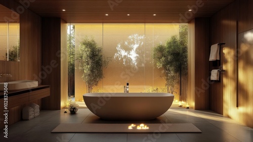 modern bathroom interior with bathtub