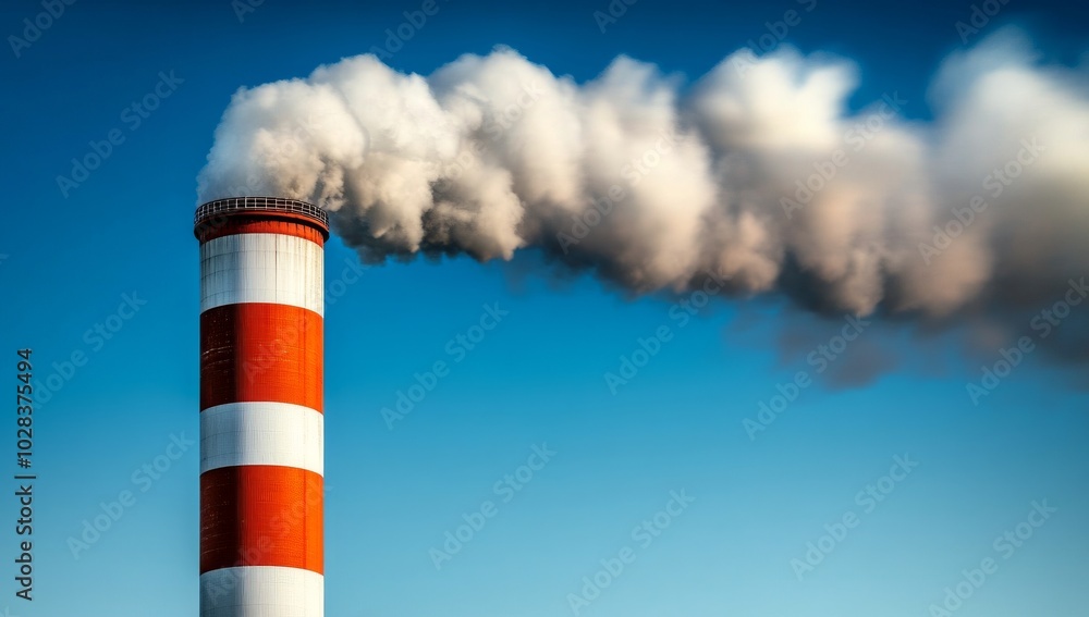 Factory with Smokestacks Emitting Steam Factory with Smokestacks Emitting Steam