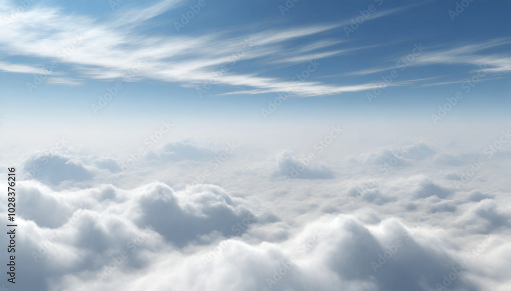Beautiful blue sky above white fluffy clouds. Natural beauty cloudscape. Breathtaking view. Dreamland Beautiful blue sky above white fluffy clouds. Natural beauty cloudscape. Breathtaking view. Dreamland