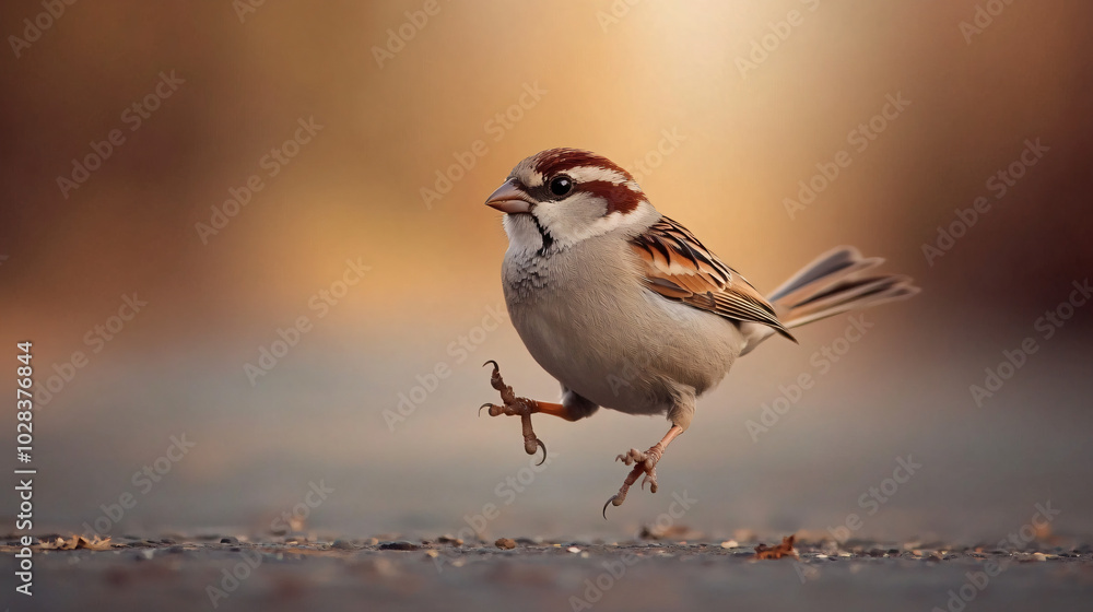 A charming sparrow hopping on the ground A charming sparrow hopping on the ground