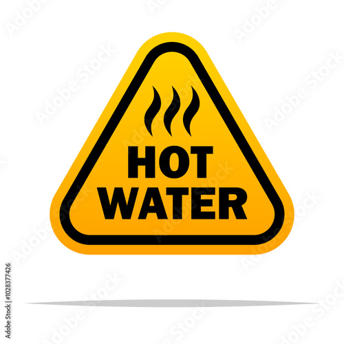 Hot water caution sign vector isolated illustration