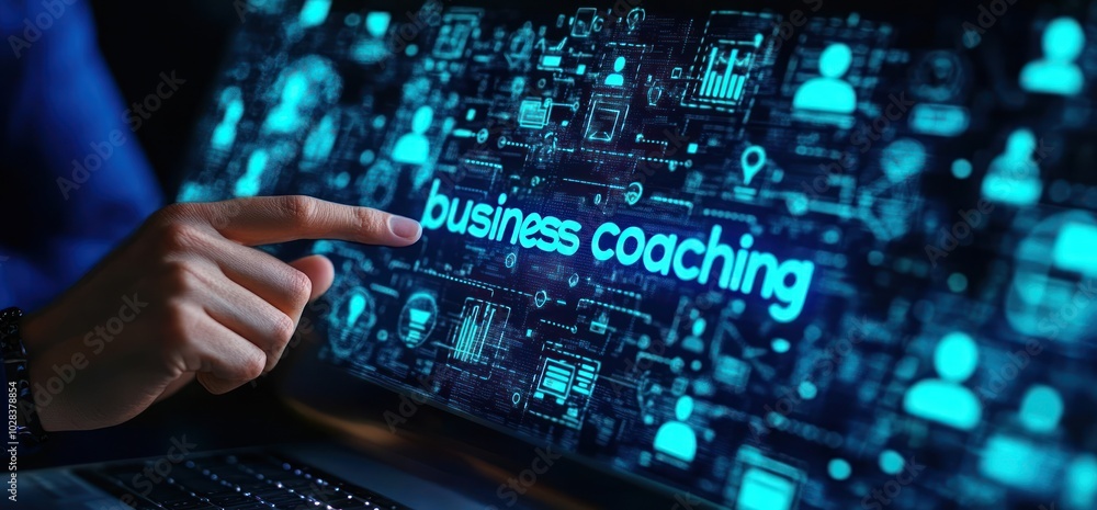 Business Coaching Concept with Digital Interface Business Coaching Concept with Digital Interface