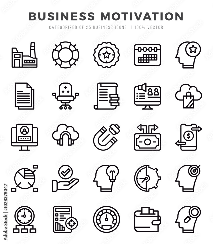 Set of Business Motivation icons in Lineal style. Lineal Icons symbol collection. Set of Business Motivation icons in Lineal style. Lineal Icons symbol collection.