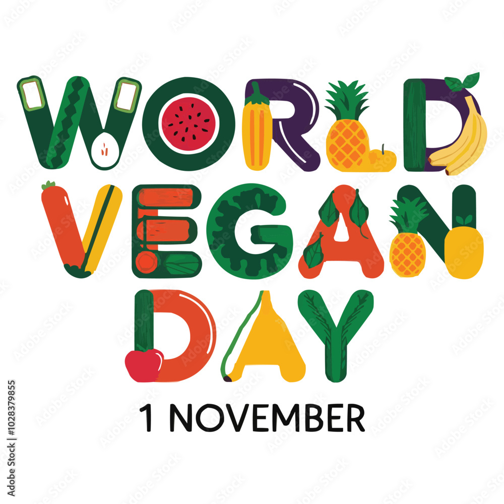 Naklejka premium World Vegan Day November 01