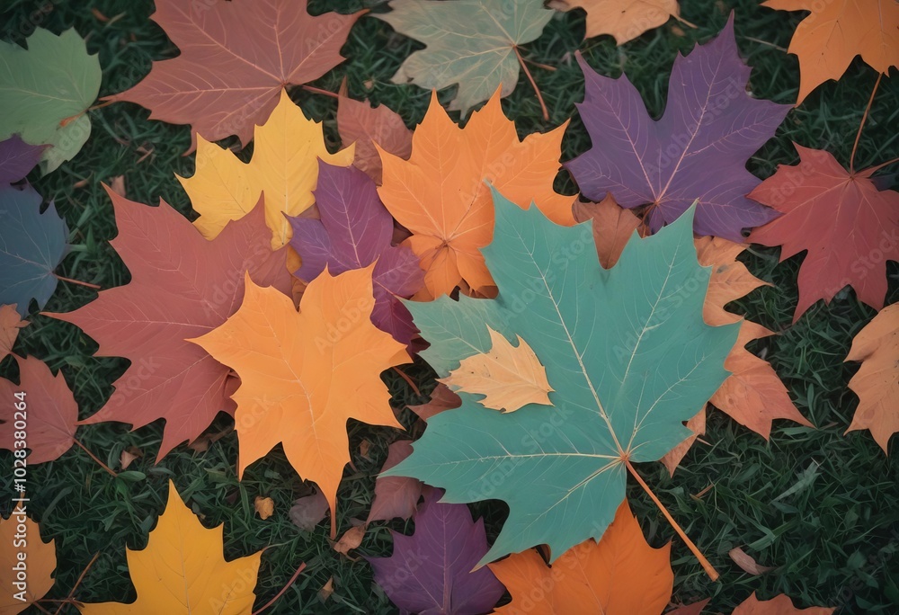 Neon color autumn leaves background Neon color autumn leaves background