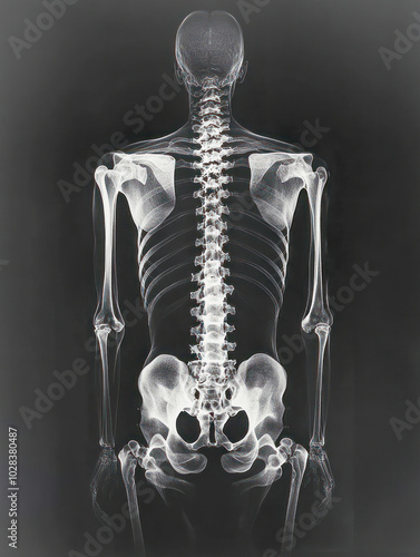 Full-Body Skeleton X-ray Image Showing Bone Structure photo