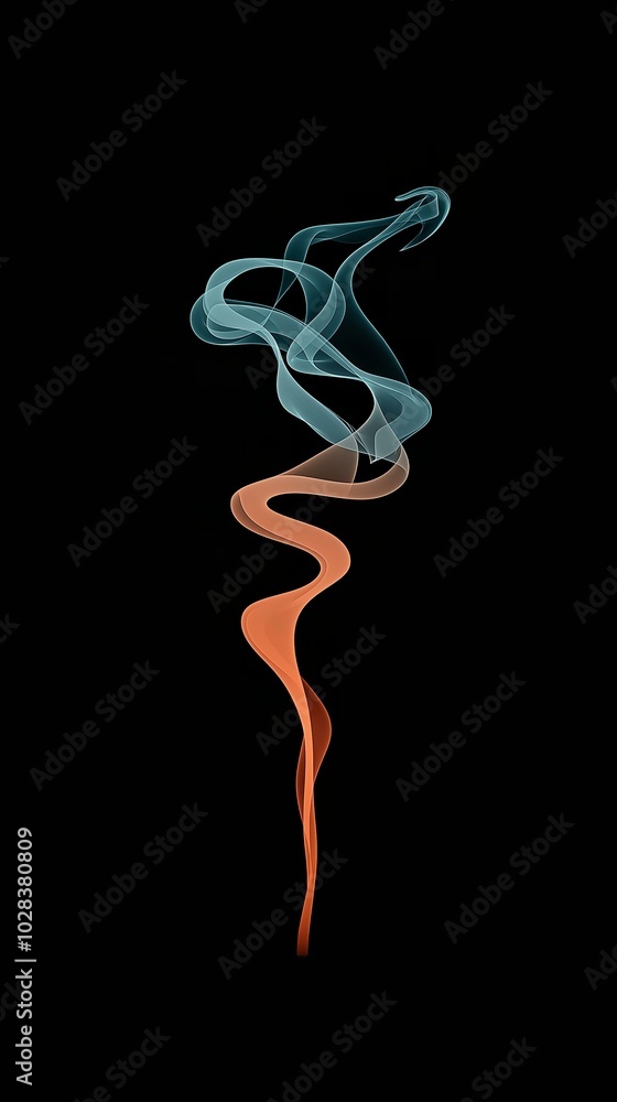 Abstract Swirl of Colorful Smoke Against Black Background Abstract Swirl of Colorful Smoke Against Black Background
