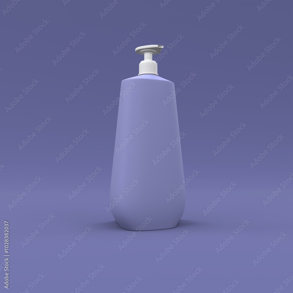 Elegant cosmetic bottle closeup on purple background. Modern cover design. 3d illustration. Elegant cosmetic bottle closeup on purple background. Modern cover design. 3d illustration.