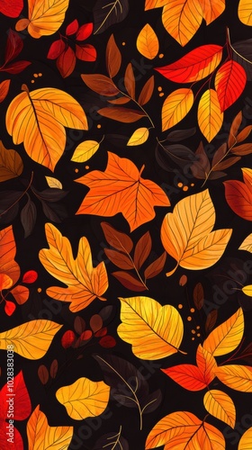 Forest autumn leave pattern background