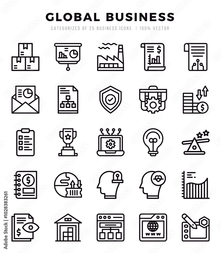 Global Business web icons in Lineal style. Global Business web icons in Lineal style.