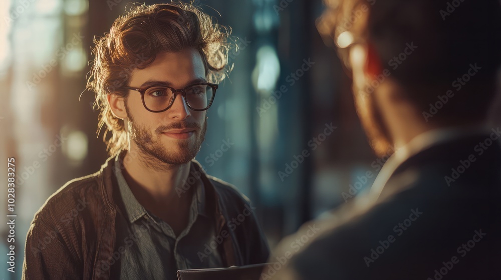Fototapeta premium berater erklÃ¤rt einer kunden etwas in einem freundlichen gesprÃ¤ch